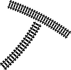 Railway train track vector route. Rail line, subway map, and railroad elements for game UI and graphic design icon set easy to edit. Rail pattern round circular curve railroad path icon