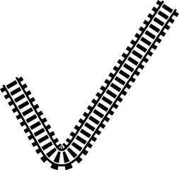 Railway train track vector route. Rail line, subway map, and railroad elements for game UI and graphic design icon set easy to edit. Rail pattern round circular curve railroad path icon