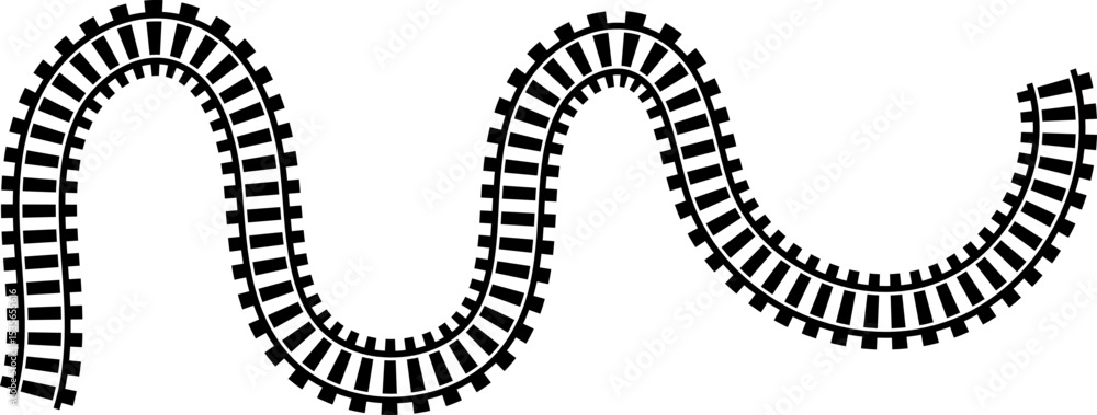 Poster railway train track vector route. rail line, subway map, and railroad elements for game ui and graph