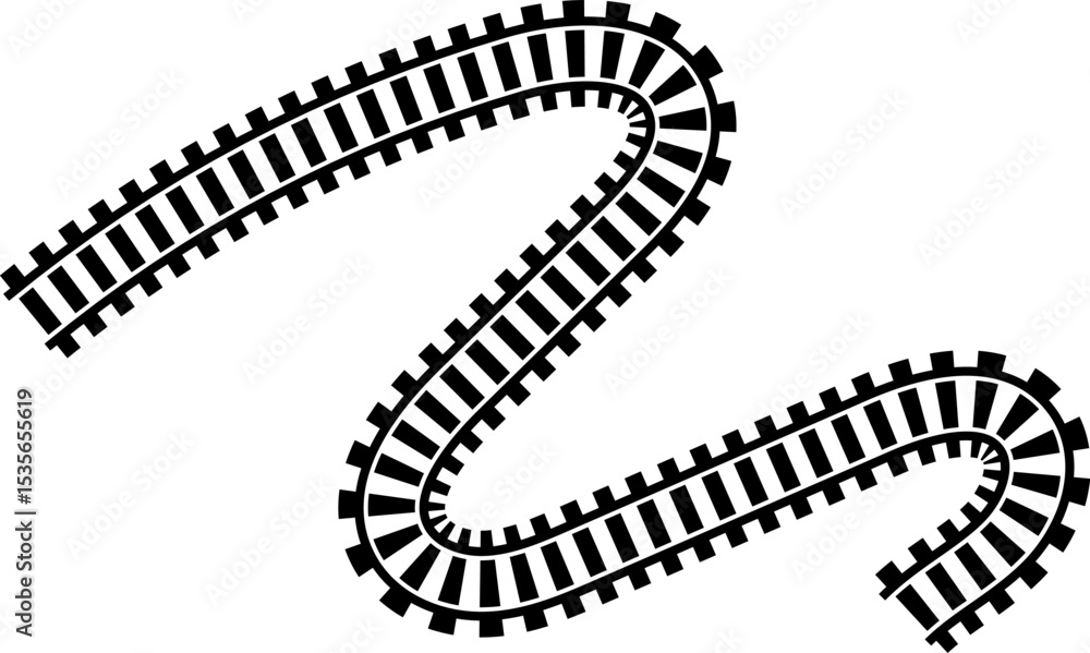 Poster railway train track vector route. rail line, subway map, and railroad elements for game ui and graph