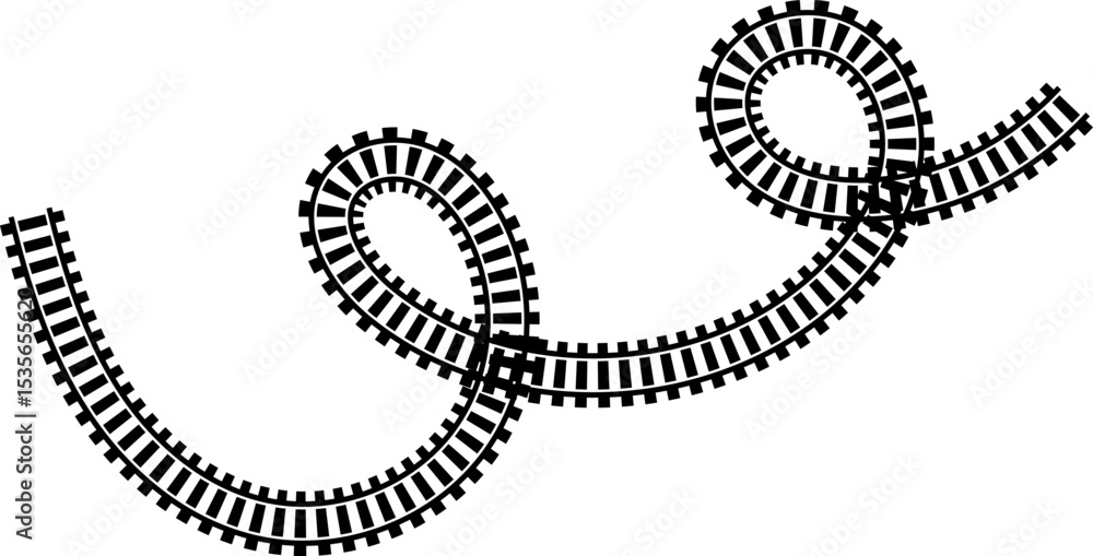 Poster railway train track vector route. rail line, subway map, and railroad elements for game ui and graph