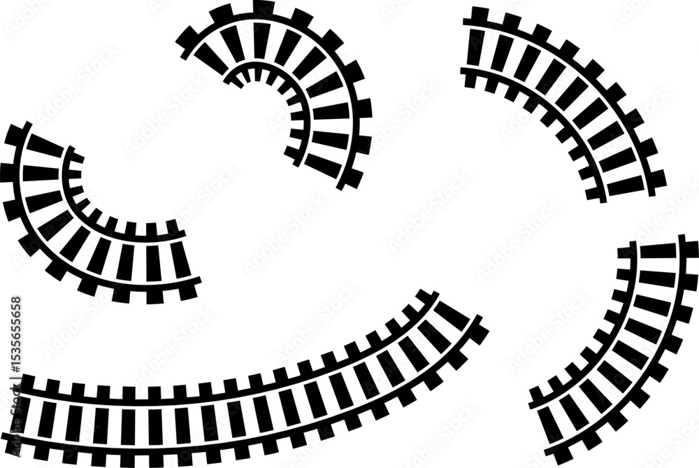 Poster railway train track vector route. rail line, subway map, and railroad elements for game ui and graph