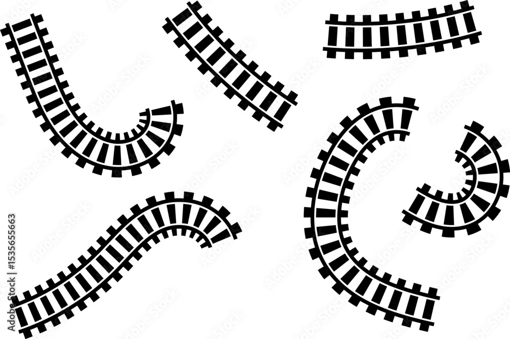 Poster railway train track vector route. rail line, subway map, and railroad elements for game ui and graph