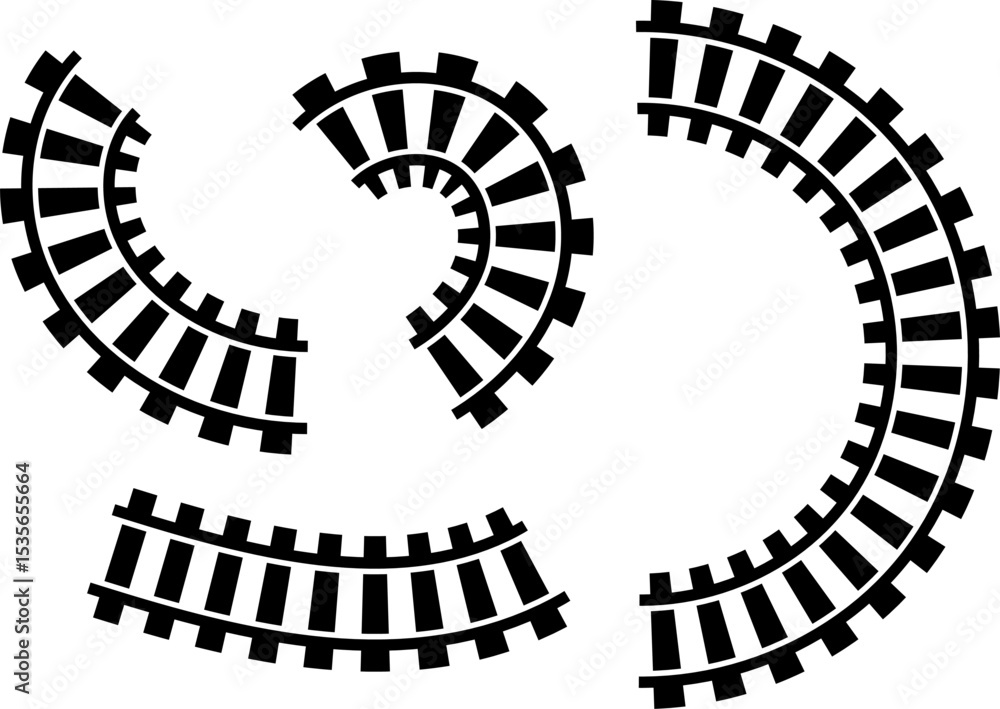 Poster railway train track vector route. rail line, subway map, and railroad elements for game ui and graph