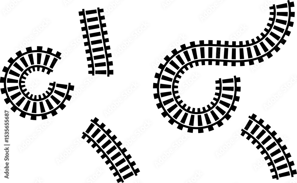 Poster railway train track vector route. rail line, subway map, and railroad elements for game ui and graph