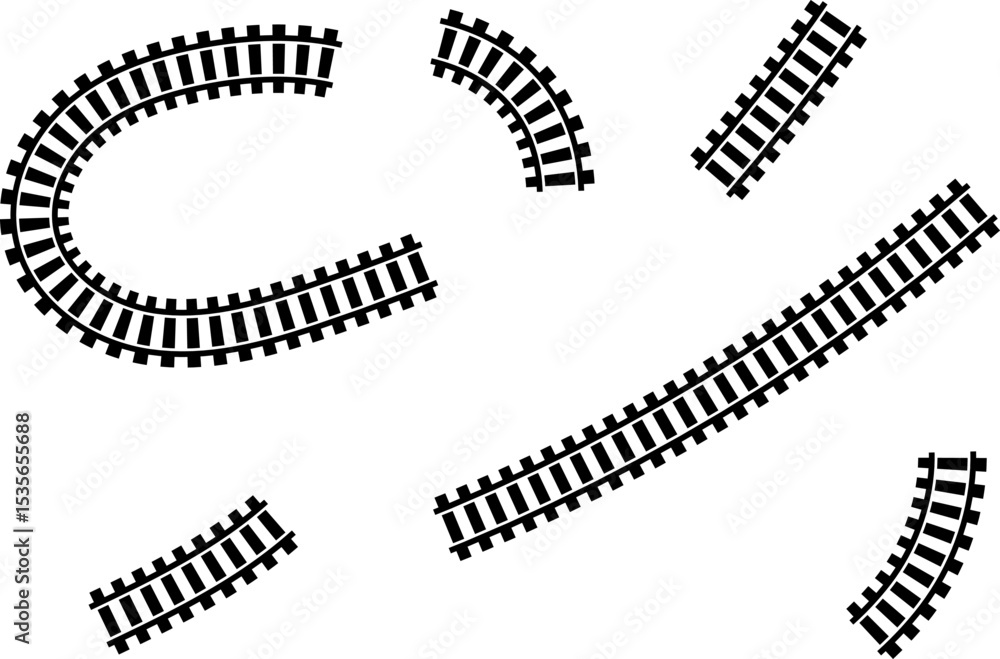 Poster railway train track vector route. rail line, subway map, and railroad elements for game ui and graph