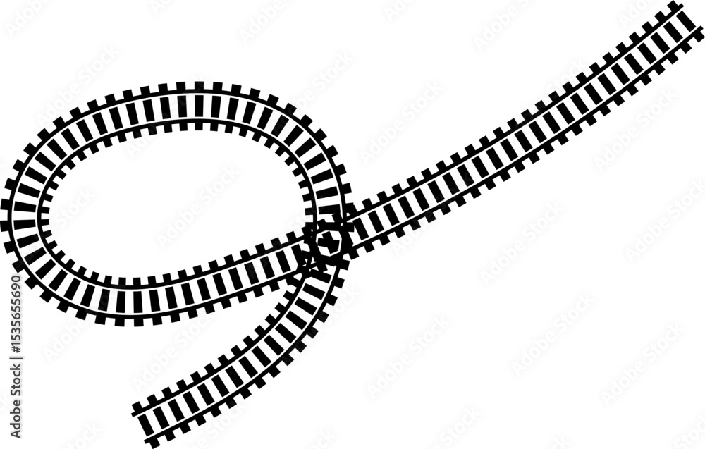 Poster railway train track vector route. rail line, subway map, and railroad elements for game ui and graph