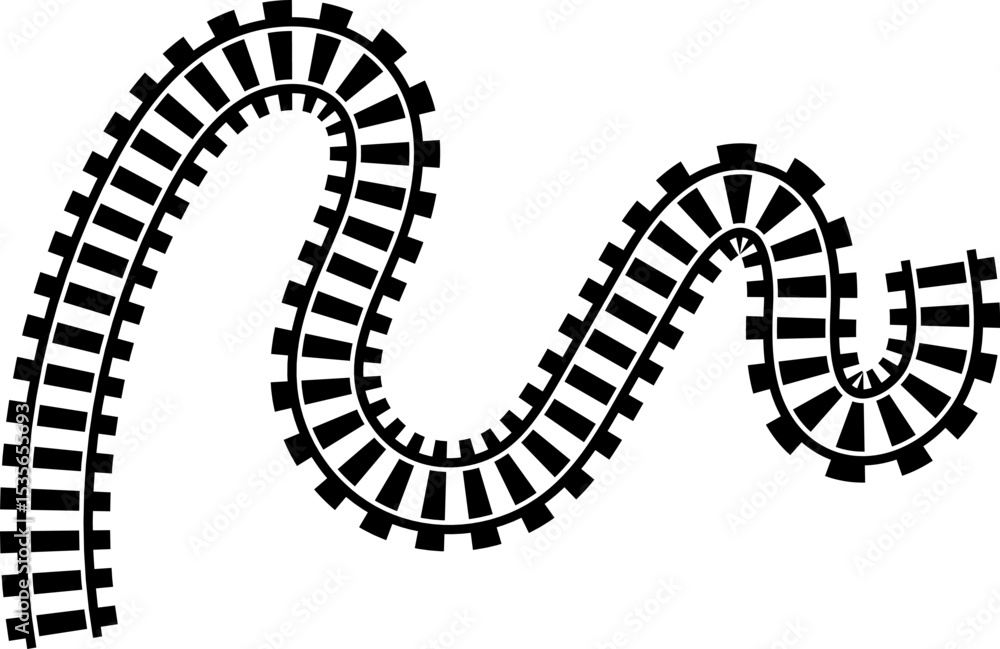 Poster railway train track vector route. rail line, subway map, and railroad elements for game ui and graph