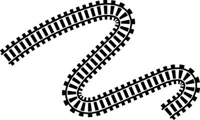 Railway train track vector route. Rail line, subway map, and railroad elements for game UI and graphic design icon set easy to edit. Rail pattern round circular curve railroad path icon