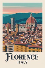 Florence Italy Retro Travel Poster