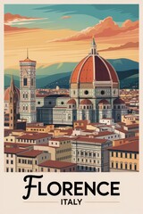 Florence Italy Retro Travel Poster