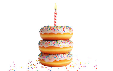 A delicious stack of donuts topped with colorful sprinkles arranged in a tempting display of sweet pastries isolated on transparent background PNG
