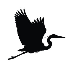 Fototapeta premium Majestic Heron in Flight Silhouette Illustration
