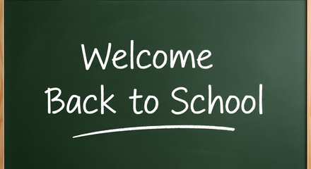 Obraz premium Welcome Back to School message written on a green chalkboard.