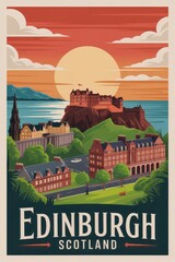 Edinburgh Retro Travel Poster