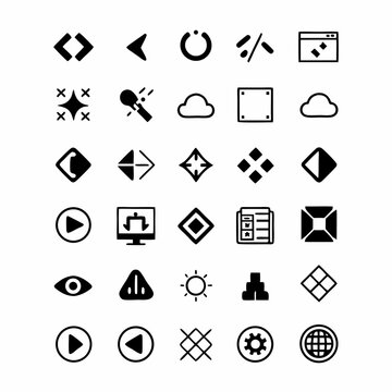 Create a visually appealing set of icons representing front-end and back-end web development.  Include distinct visual styles for each.