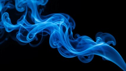 Obraz premium Abstract Blue Smoke Swirls on Black Background a Stunning Design Element for Artistic Projects