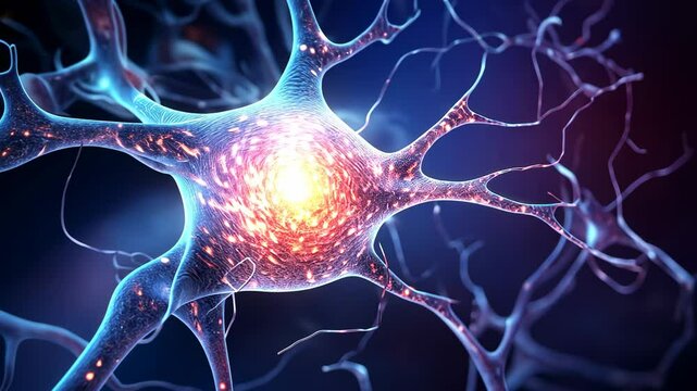 Animation of neurons firing electrical impulses in the brain.