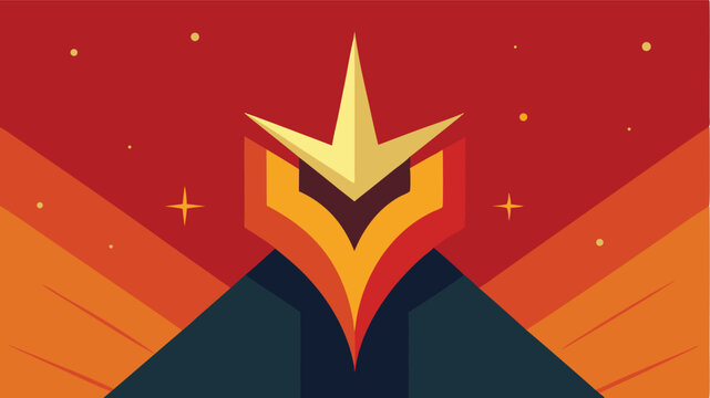 A vibrant and heroic minimalist wallpaper featuring the stylized golden star emblem of Captain Marvel's Starforce, set against a cosmic red and orange gradient background