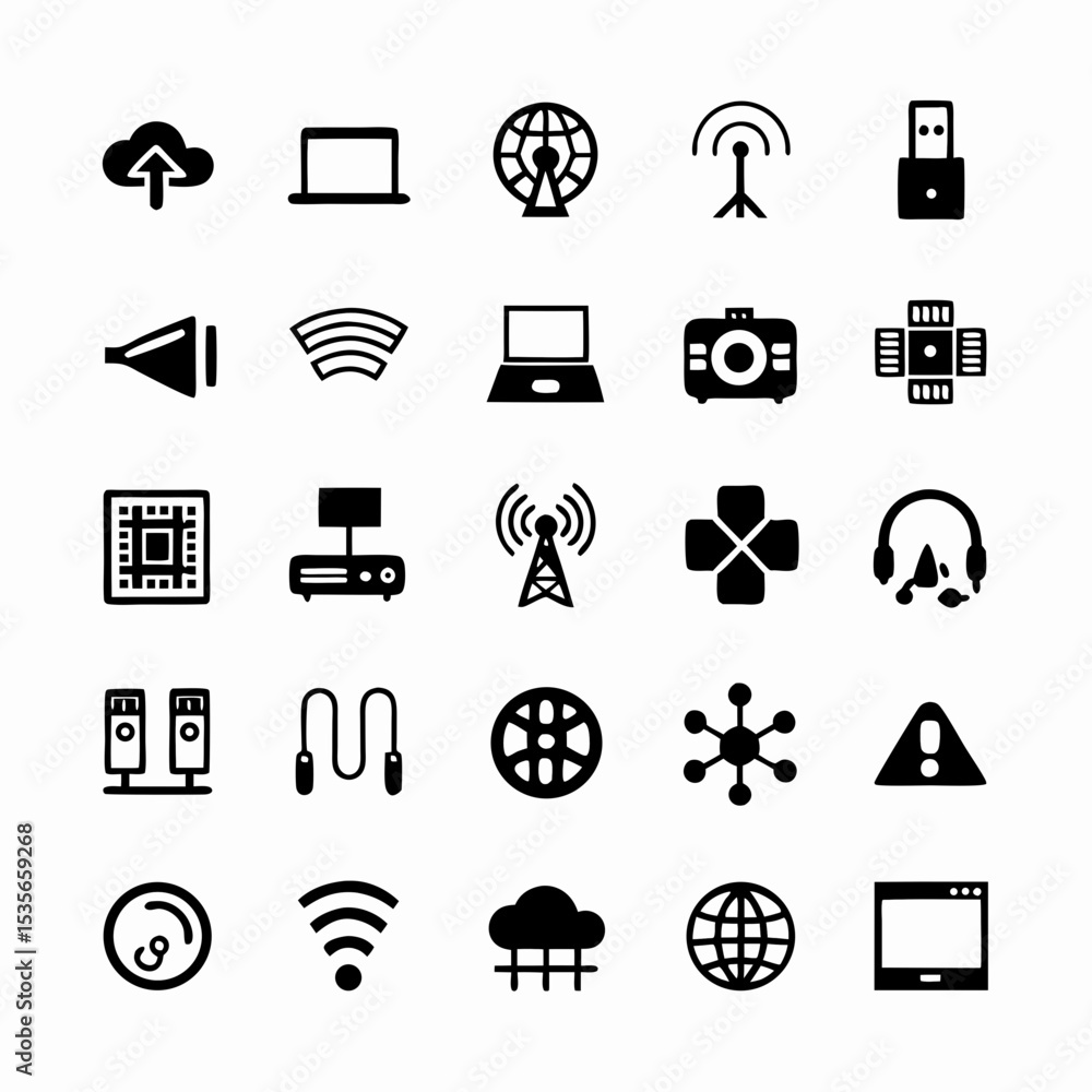 Poster design a set of vibrant, modern icons representing various aspects of internet speed and connectivit