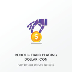 AI Robotic Hand with Finance Coin Icon
