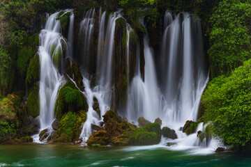 Fototapeta premium Kravica waterfall in Bosnia and Herzegovina. Natural tourist attraction.