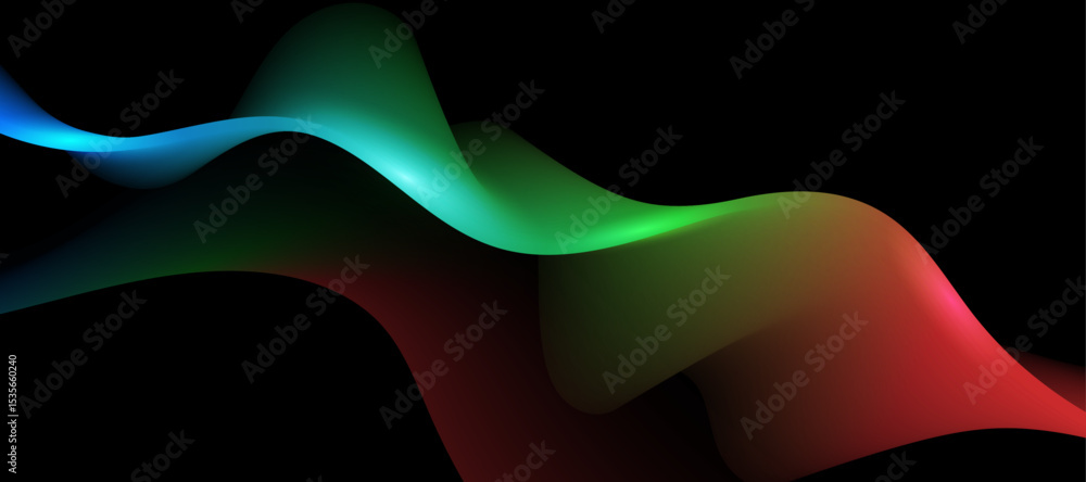 Poster modern abstract wave lines. glowing liquid color shapes. cool gradient background.