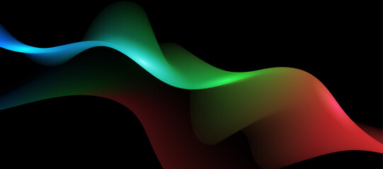 Modern abstract wave lines. Glowing liquid color shapes. Cool gradient background.