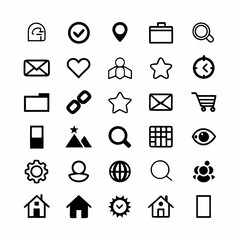 A set of web icons with rounded corners, showcasing various functions and actions, designed for website or app interfaces.