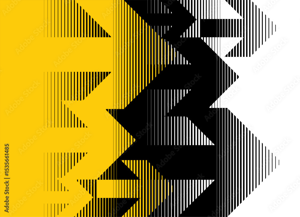 Poster vector transition from yellow, black to white with abstract striped arrows. modern vector background