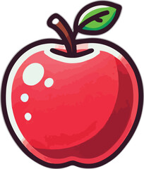 Vector illustration of a red apple with green leaf isolated on white background