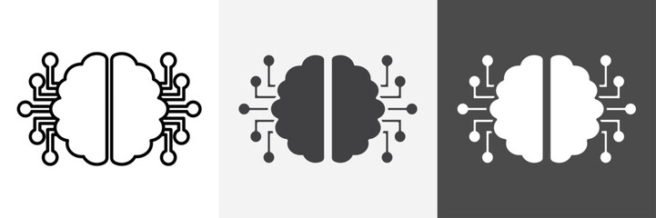 Artificial intelligence icon set vector art