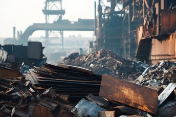 Large scrapyard full of metal and steel