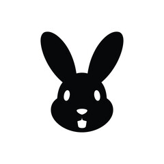 Adorable Black Silhouette Rabbit Head Illustration