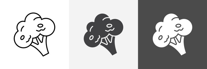 broccoli icon set vector art