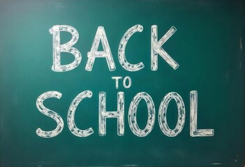 back to school text written on the school board in chalk