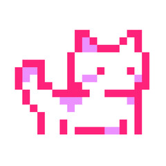 Fototapeta premium Pink cutie cat pixel icon
