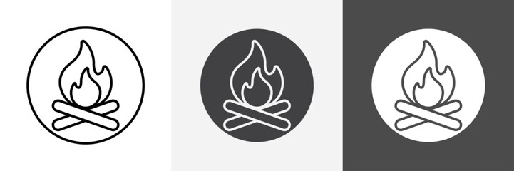 Campfire icon set vector art