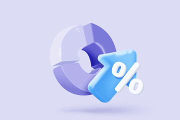 3d statistic graph icon for investment diagram report. creative solution concept on pastel background. Goal for business, bank, finance. 3d analysis investment graph vector icon render illustration
