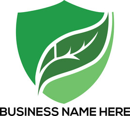 Eco shield logo template illustration. Shield Leaf Logo Template