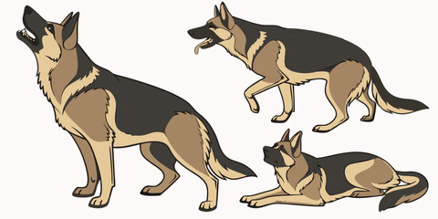 Elegant German Shepherd Dog Poses Design perfect for logos branding and pet related projects canine breed illustration