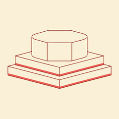 Minimalist Three Tiered Display Stand with Octagonal Top for Product Placement and Presentation in a Simple Style