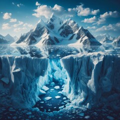 Majestic iceberg with trickling stream