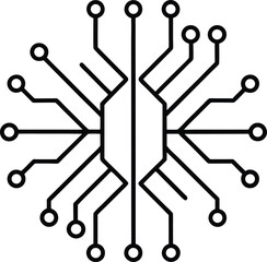 circuit board icon line art vector illustration on transparent background