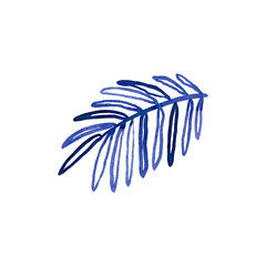 Fototapeta premium Hand drawn watercolour summer illustration of palm branch, coastal resort vibe. Use as print, poster, element design, textile, label, sticker, tattoo.