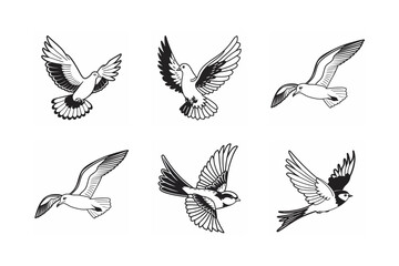 Fototapeta premium set of silhouettes of birds bundle