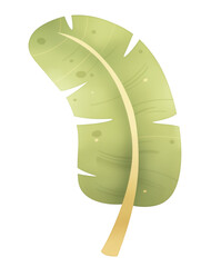 Cartoon banana leaf illustration in green on a white background