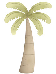 Cartoon tropical palm tree illustration on a white background