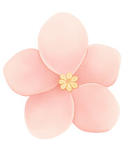 Cartoon pink flower illustration on a white background