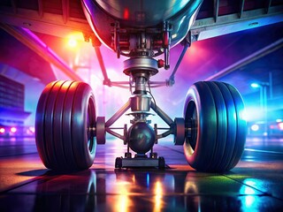 Airplane Landing Gear: Stunning Bokeh Photography of Aircraft Wheels, Travel, Aviation Transport